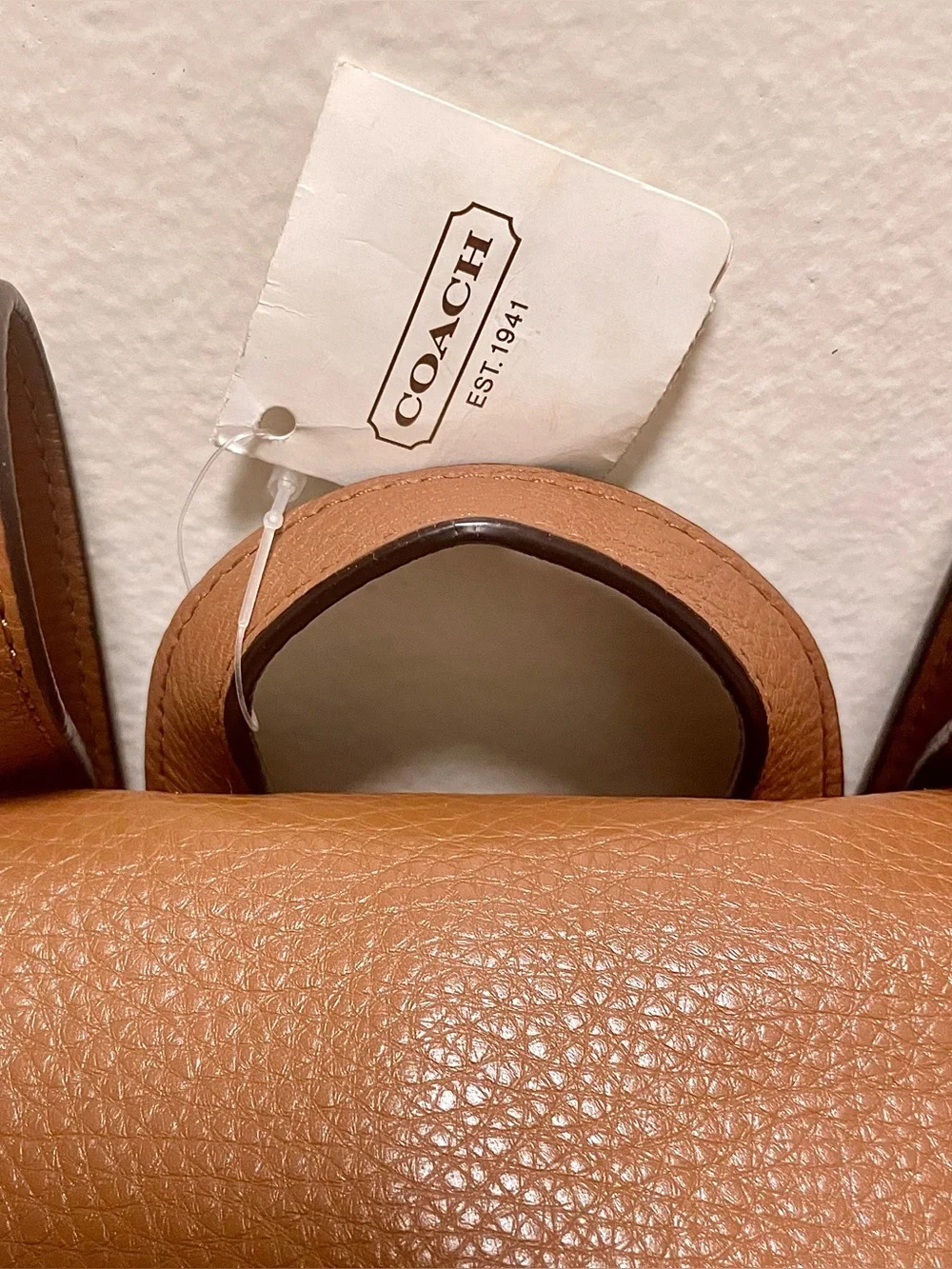 Coach Park Cognac British Tan Pebbled Leather Drawstring Backpack Bag F24385 NWT